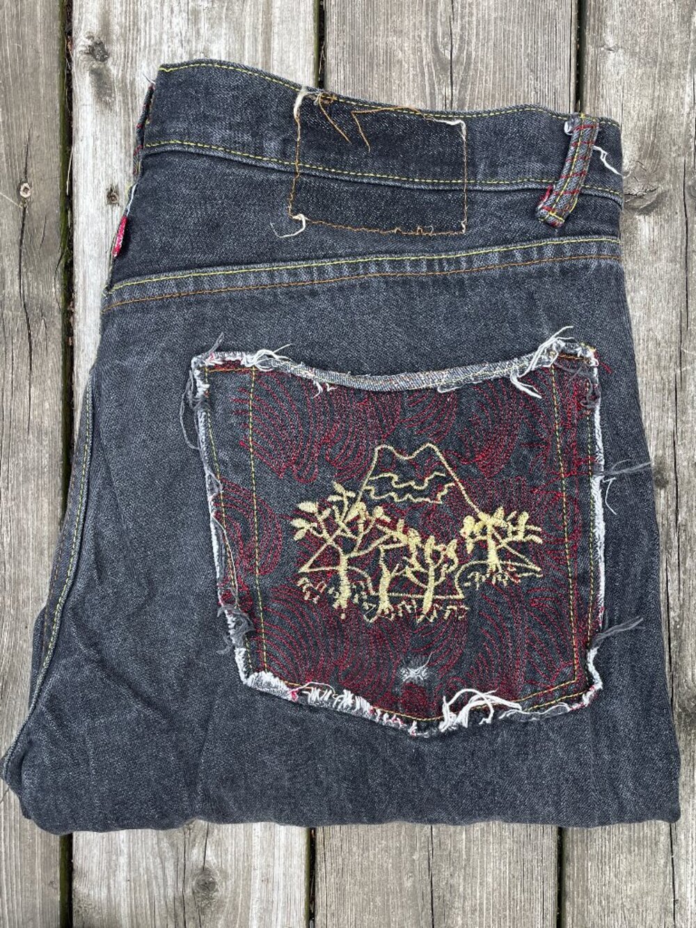 Vintage Y2K Embroidered Red Monkey Company Jeans Size 40 'Red Stork'